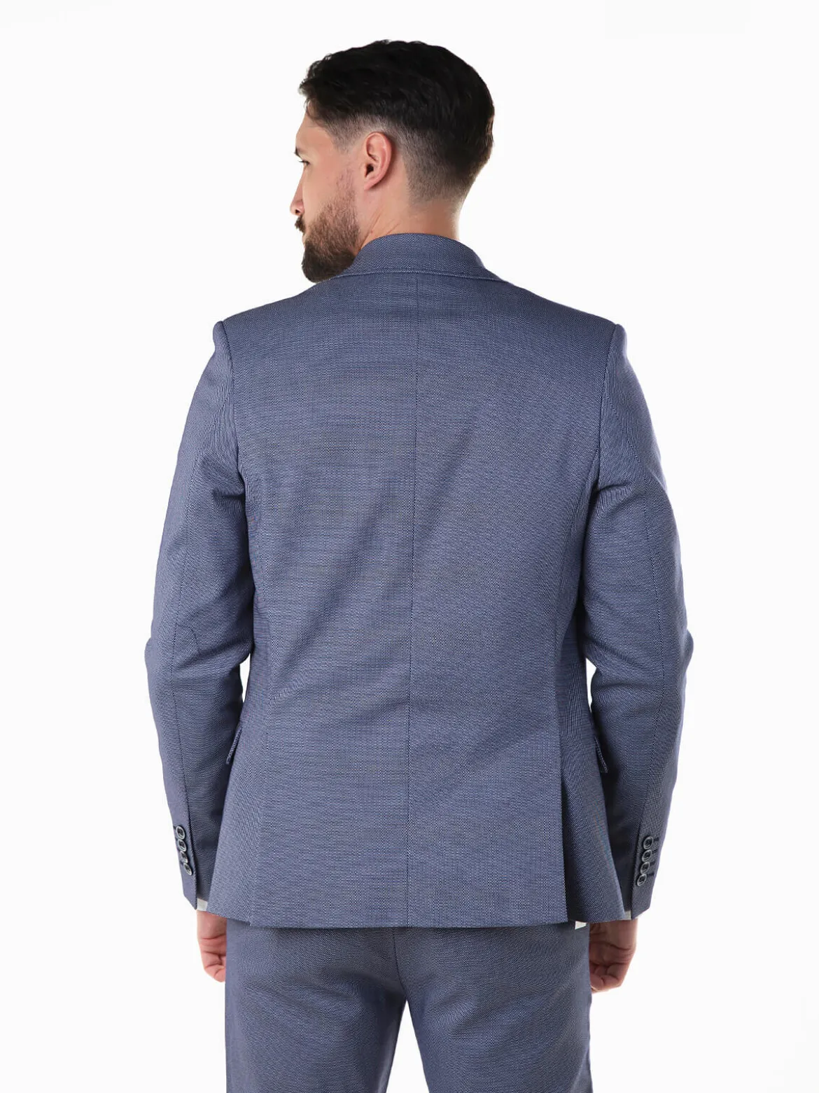 Blazer azul mesclado slim fit