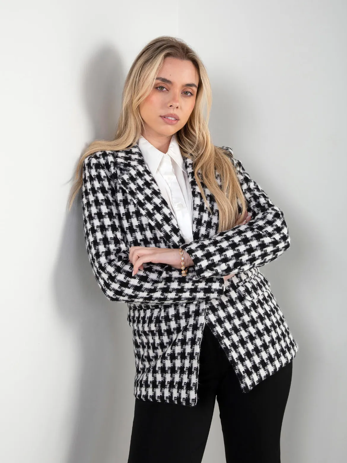 Blazer pied-de-poule estruturado