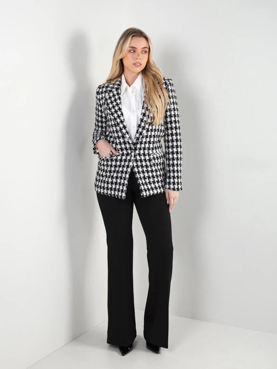Blazer pied-de-poule estruturado