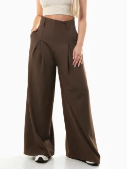 Calças elegantes wide leg com pinças