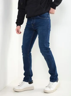 Calças ganga azul escuro slim fit