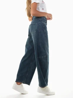Calças ganga barrel cintura alta