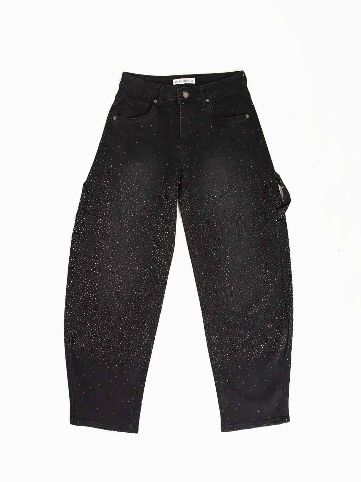 Calças ganga skater pretas com strass