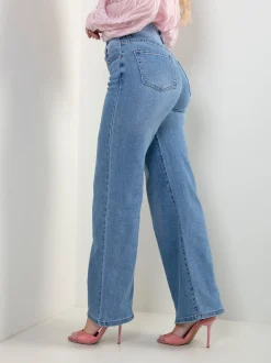 Calças ganga wide leg azul claro