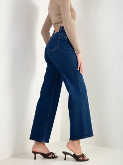 Calças ganga wide leg com efeito push-up