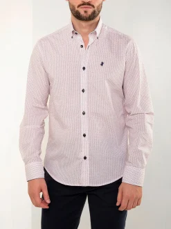 Camisa branca com padrão bordeaux