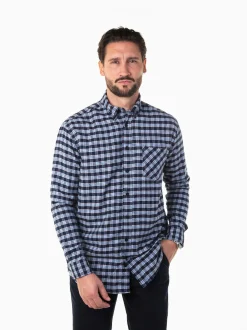 Camisa flanela azul marinho com xadrez