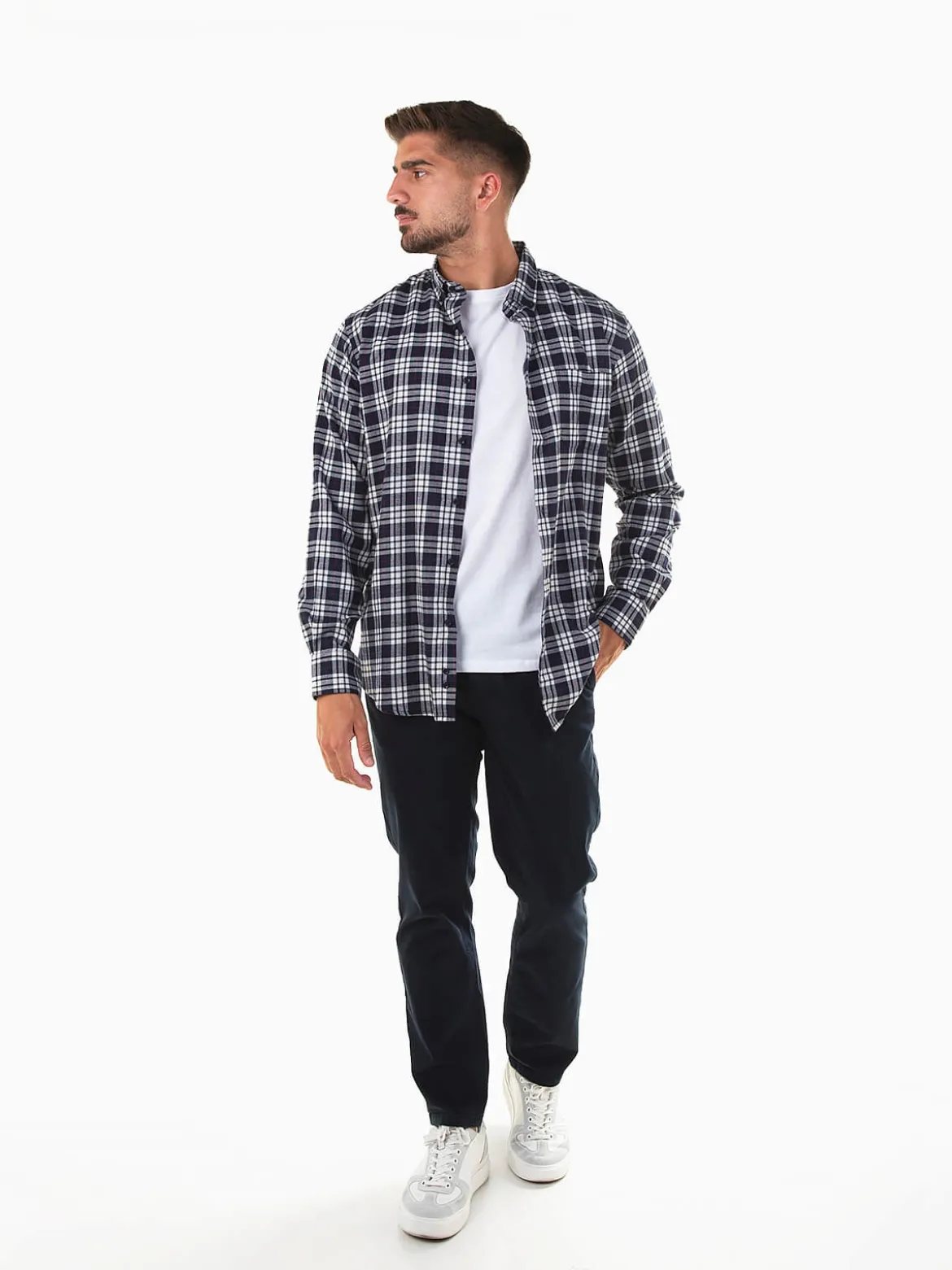 Camisa flanela azul marinho