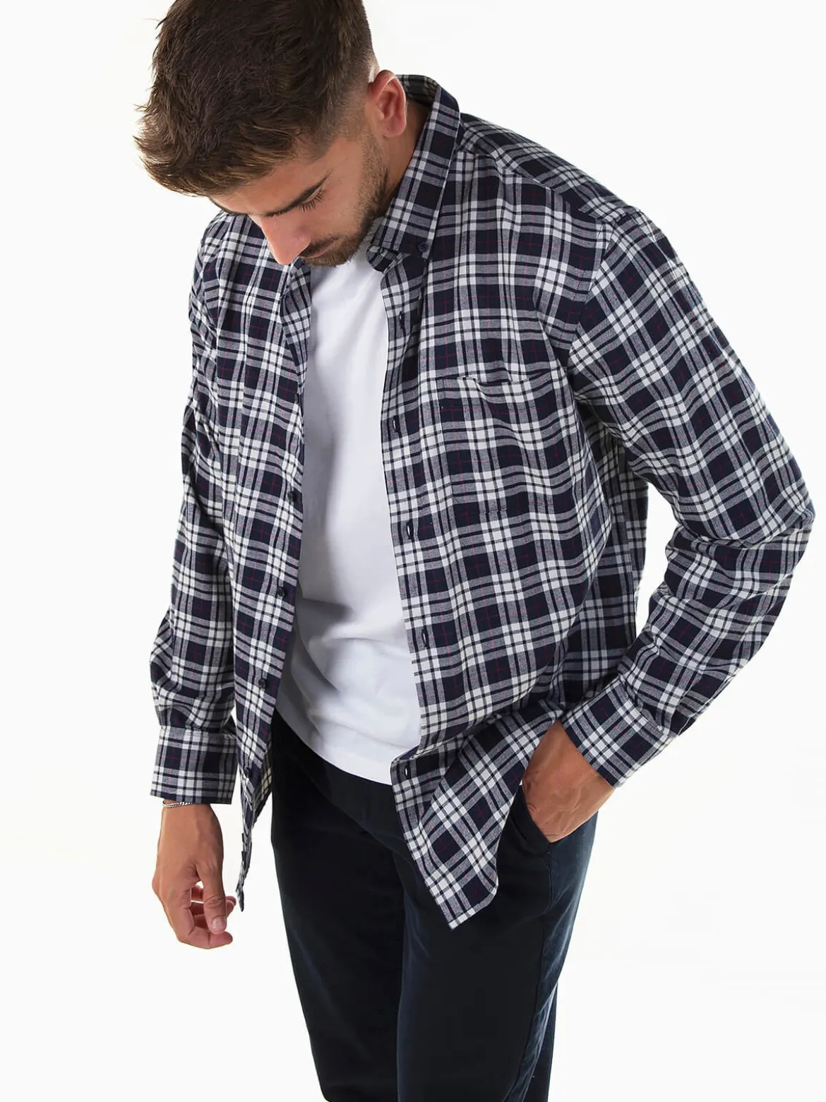 Camisa flanela azul marinho