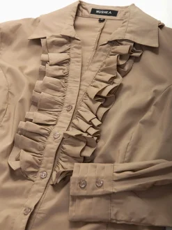 Camisa manga comprida com folhos