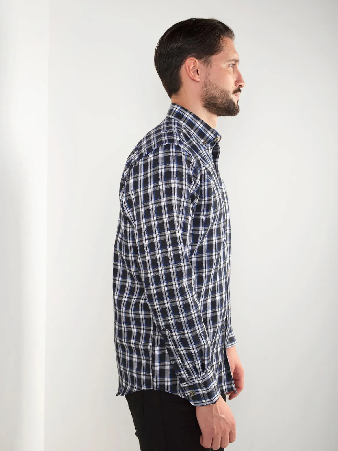 Camisa manga comprida xadrez azul