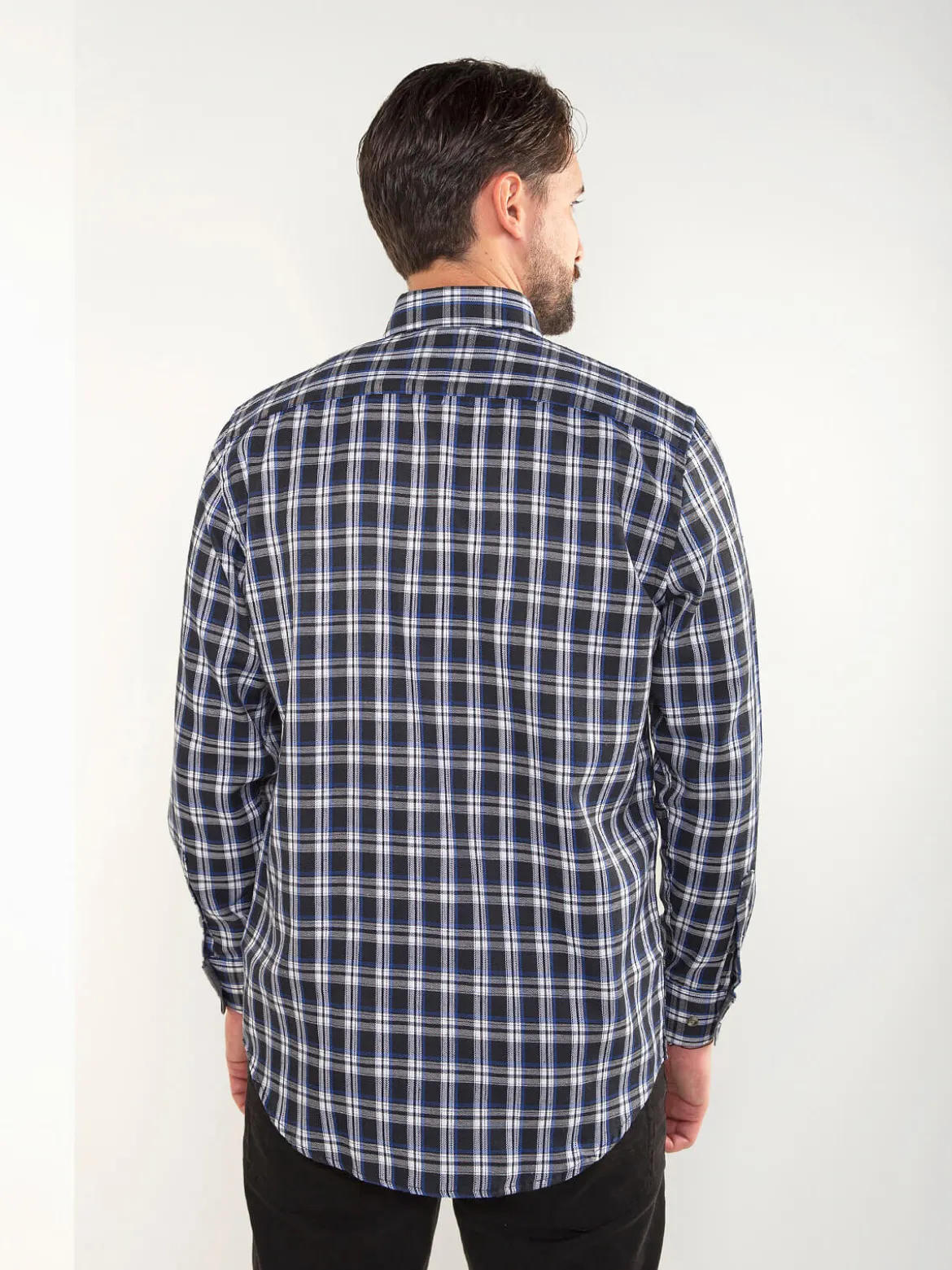 Camisa manga comprida xadrez azul