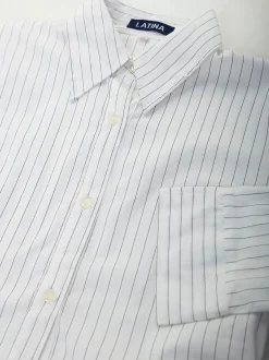 Camisa às riscas manga 3/4