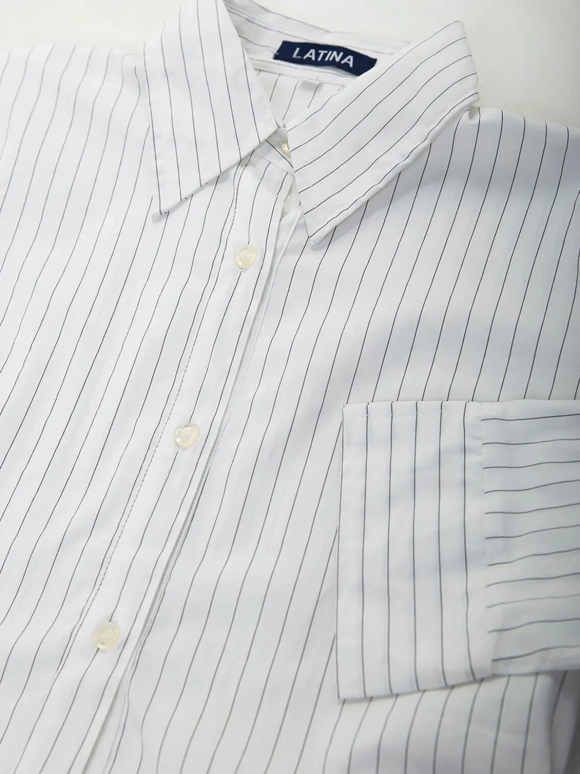 Camisa às riscas manga 3/4