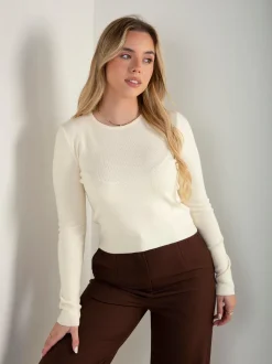 Camisola curta malha canelada