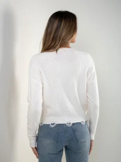Camisola de malha com acabamento desfiado