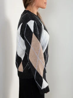 Camisola de malha com padrão losangos