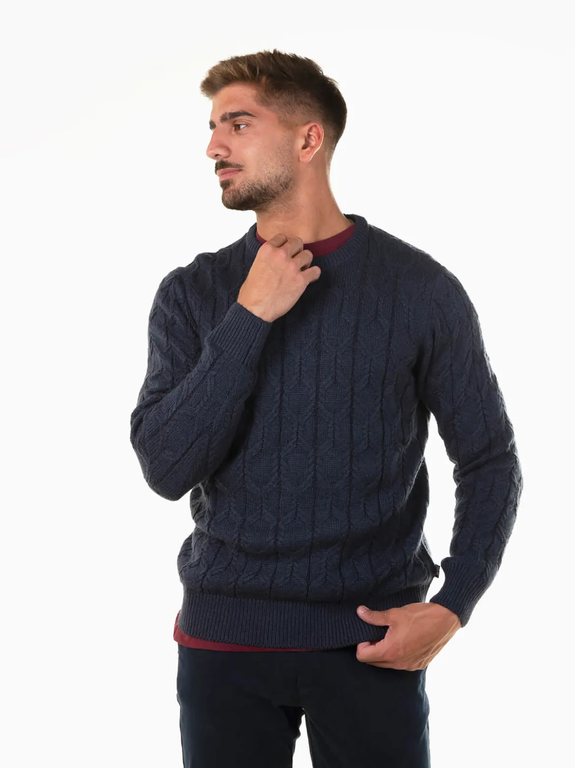 Camisola de malha trançada