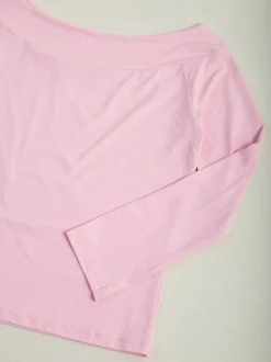 Camisola elástica decote barco