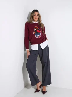 Camisola malha bordado urso urbano