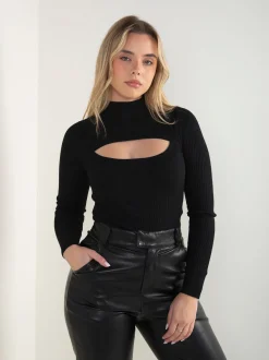 Camisola malha canelada com cut out