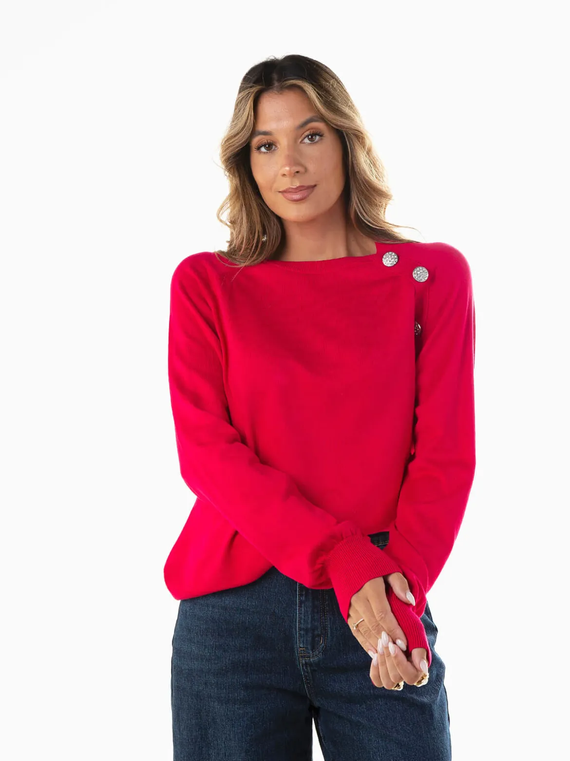 Camisola malha com botões decorativos