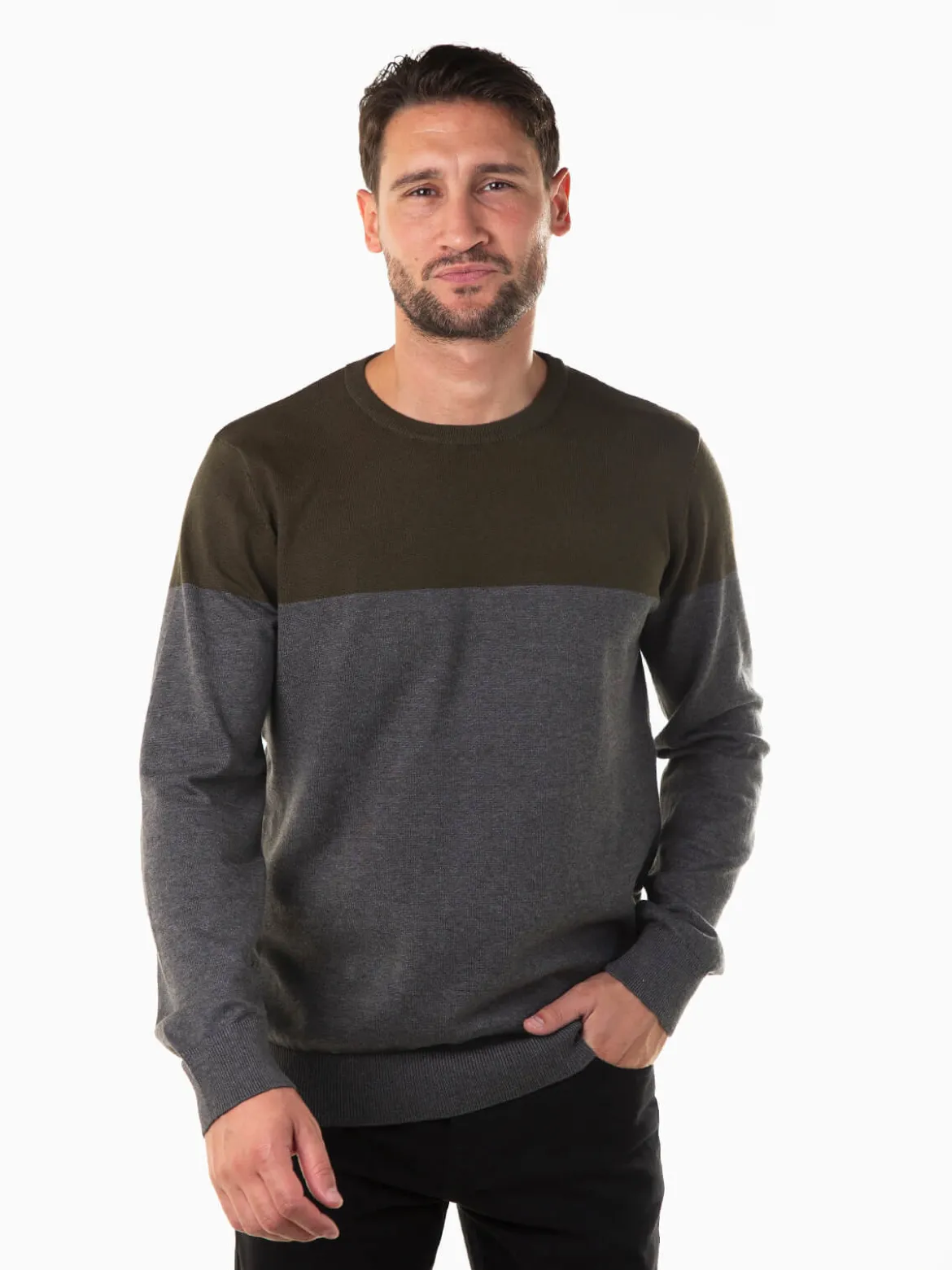 Camisola malha com color block