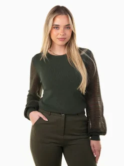 Camisola malha com mangas transparentes