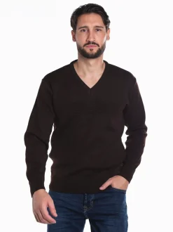 Camisola malha combinada em V
