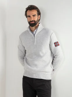 Camisola malha estruturada com fecho