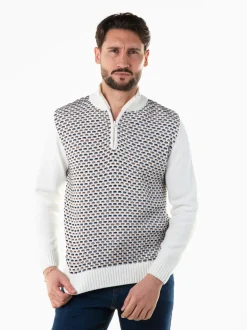 Camisola malha estruturada com fecho