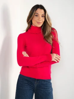 Camisola malha gola alta com folho