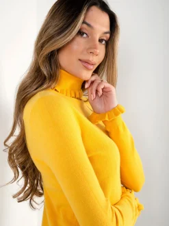 Camisola malha gola alta com folho