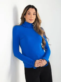Camisola malha gola alta com folho