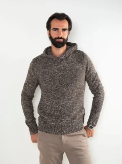 Camisola malha mesclada com capuz