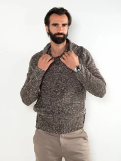 Camisola malha mesclada com capuz