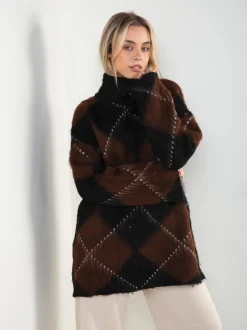 Camisola malha oversized com losangos