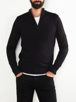 Camisola malha preta com fecho