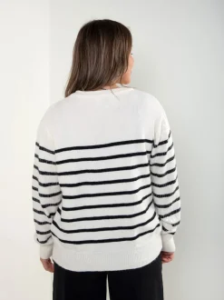 Camisola malha riscas com lantejoulas