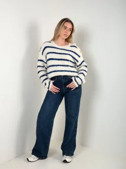 Camisola malha riscas mistura lã