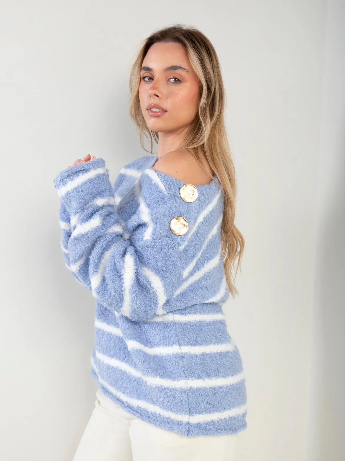 Camisola malha riscas mistura lã