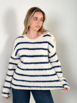 Camisola malha riscas mistura lã