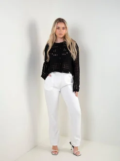 Cardigan de malha perfurada