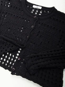 Cardigan de malha perfurada