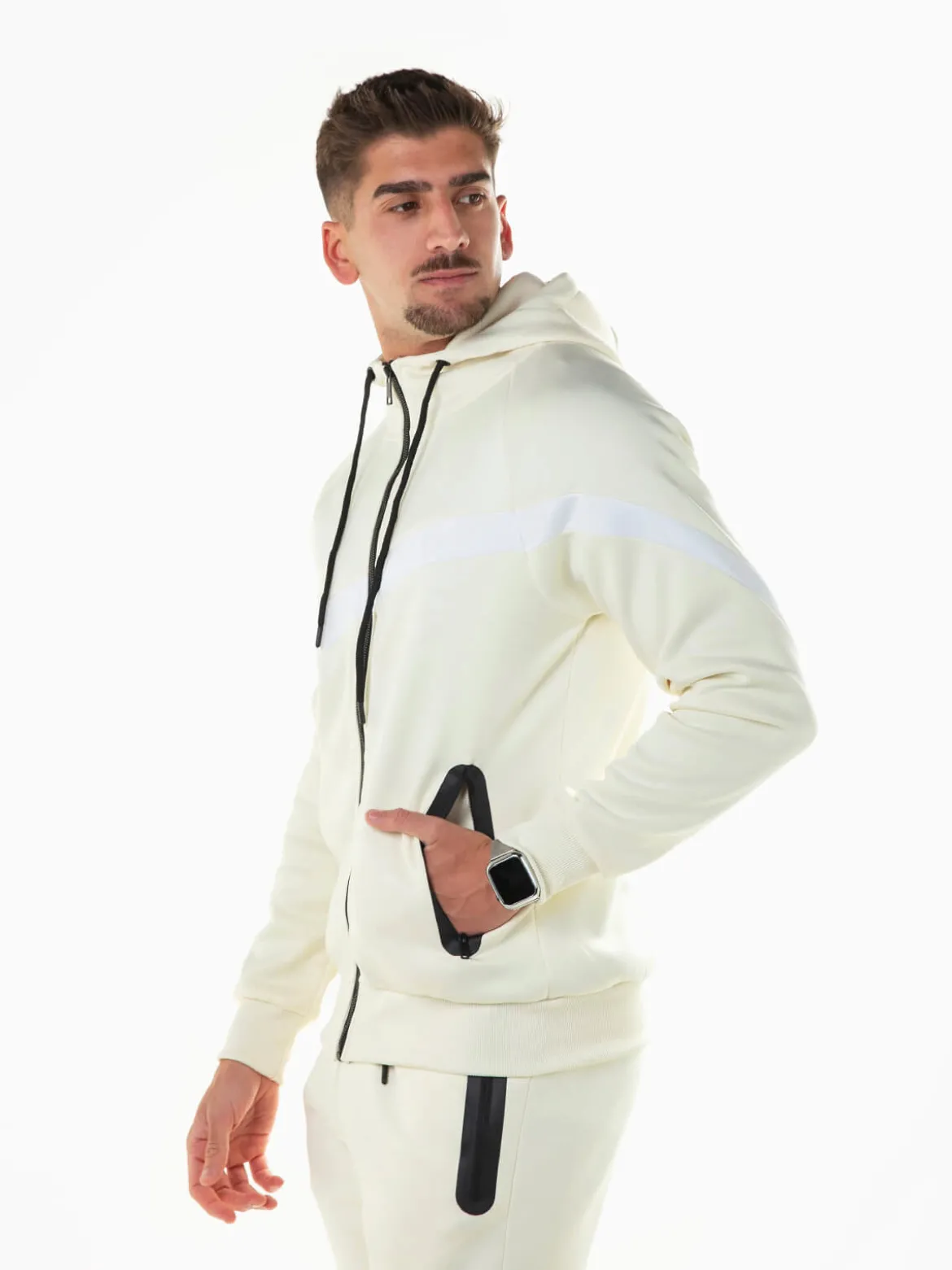 Casaco desportivo color block com capuz