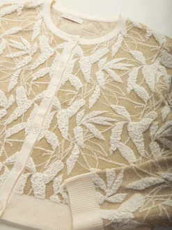 Casaco malha com textura folhas
