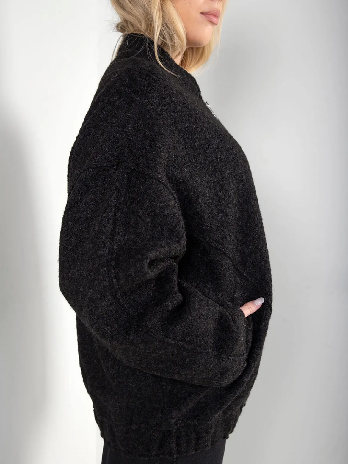 Casaco oversized efeito bouclé