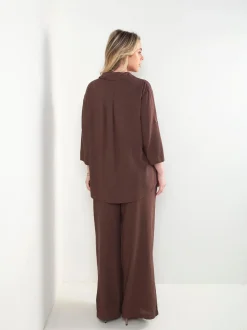 Conjunto efeito linho blusa e calças