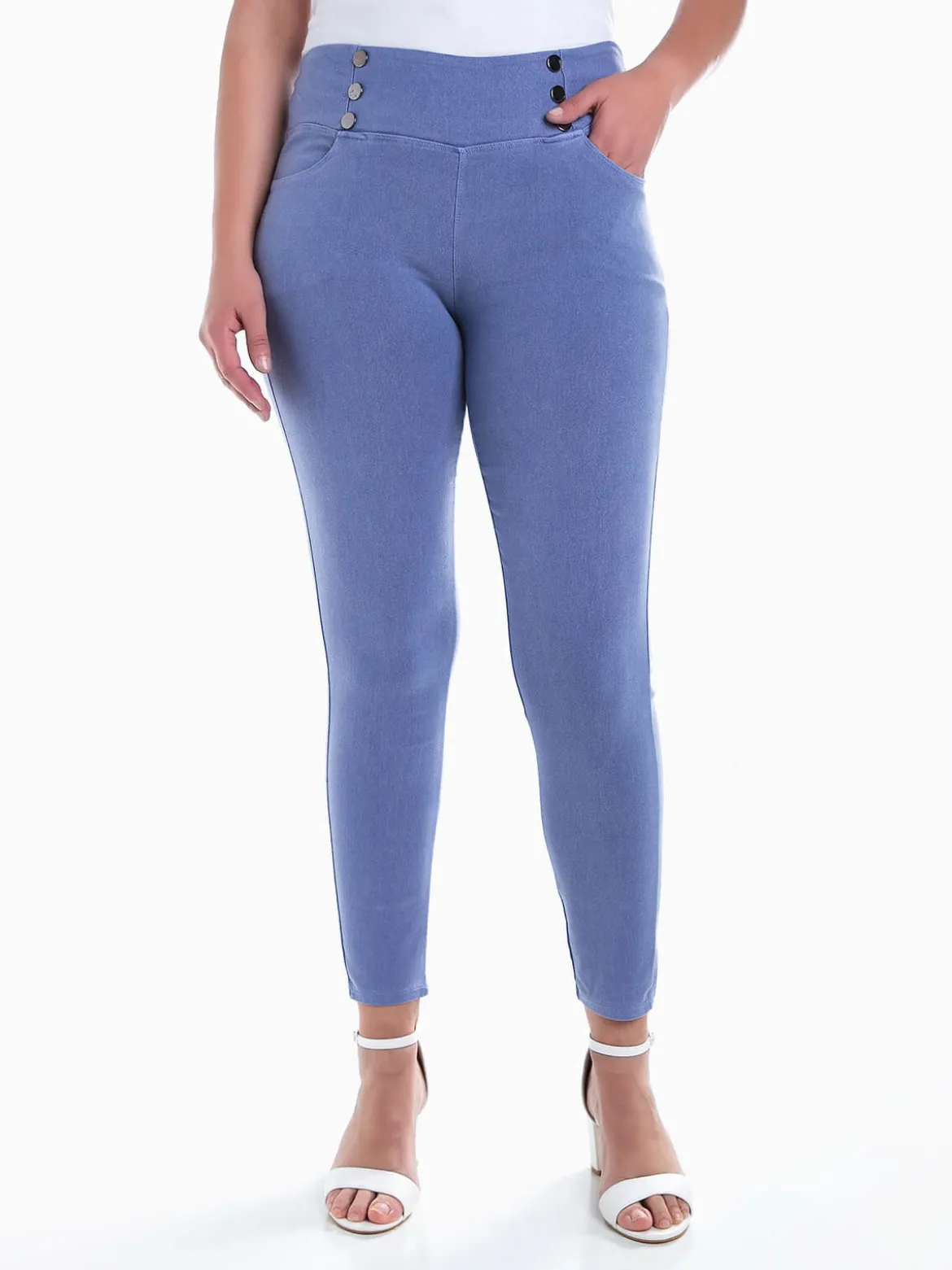 Jeggings elásticas com botões