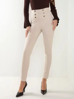 Leggings cintura alta botões dourados